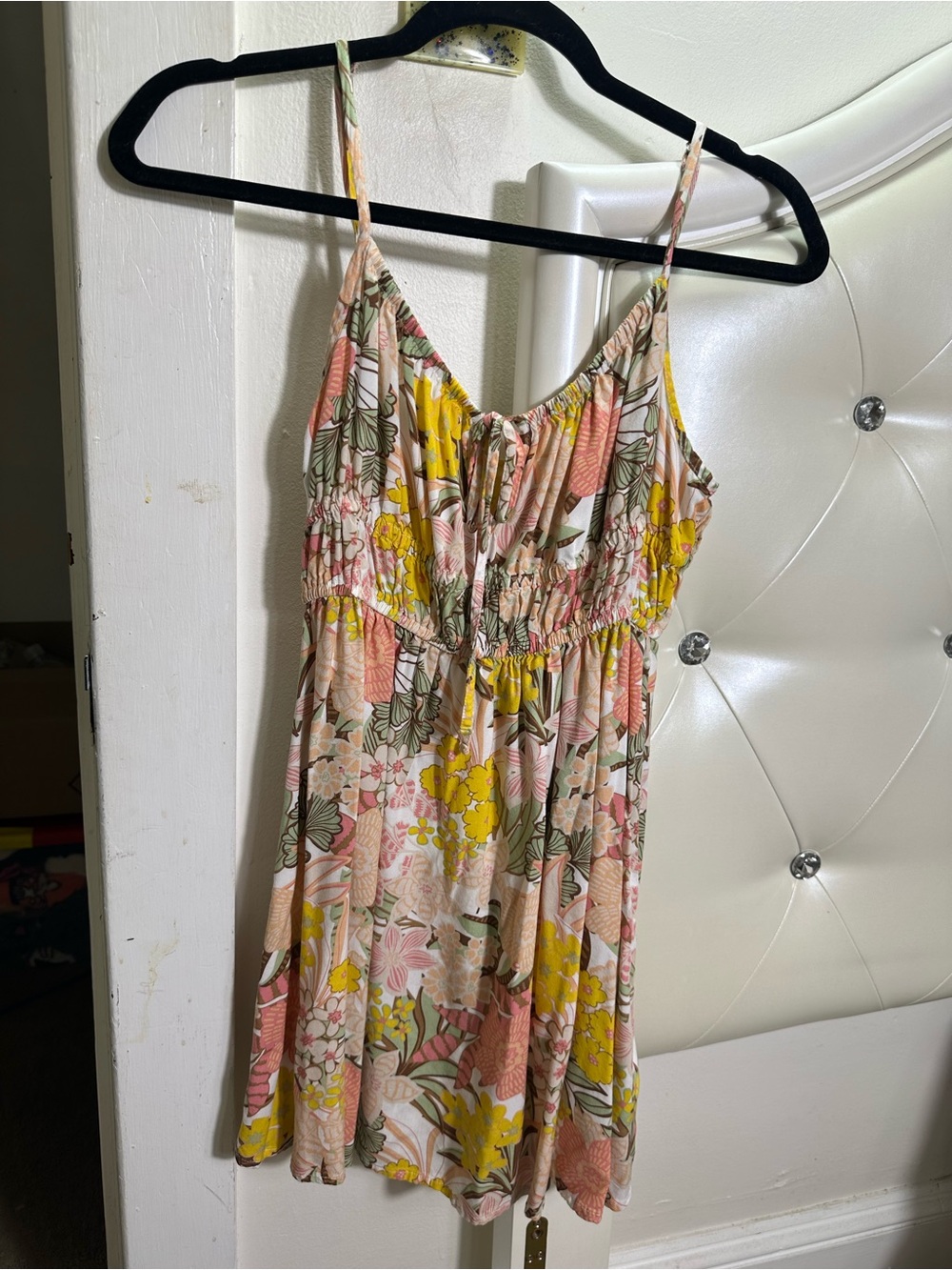 Roxy LA VIDA Floral  Mini Dress in Pink, Yellow & Cream SIZE MEDIUM - Picture 6 of 9